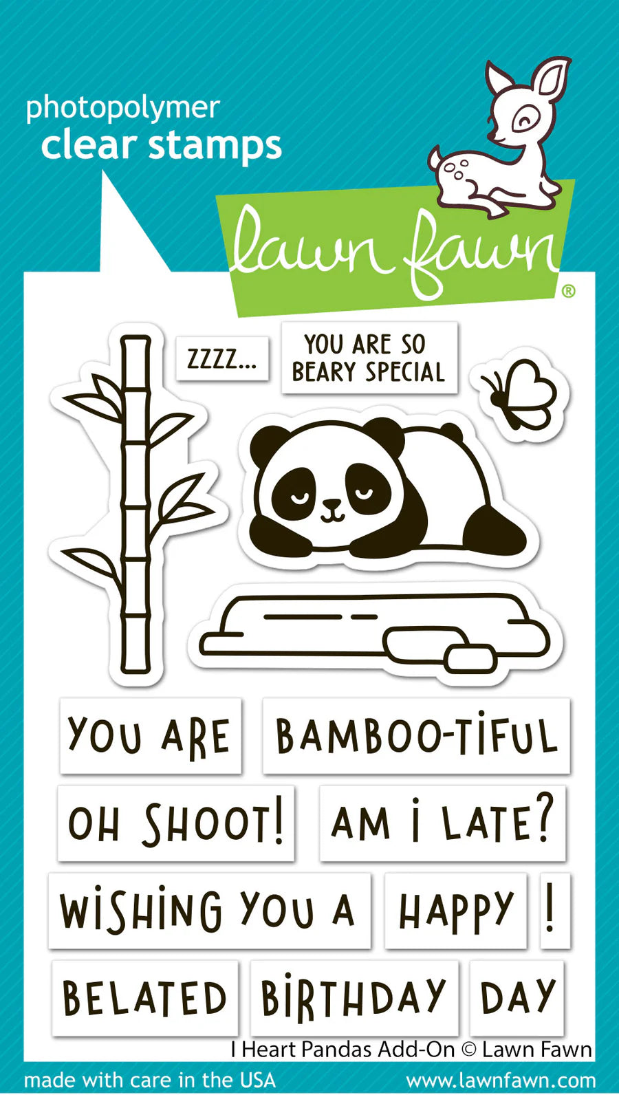 Lawn Fawn I Heart Pandas Add On Stamp Set