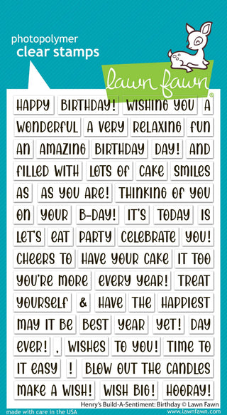 Lawn Fawn LF3776 Henrys Build A Sentiment Birthday Sentiment Stamp Set