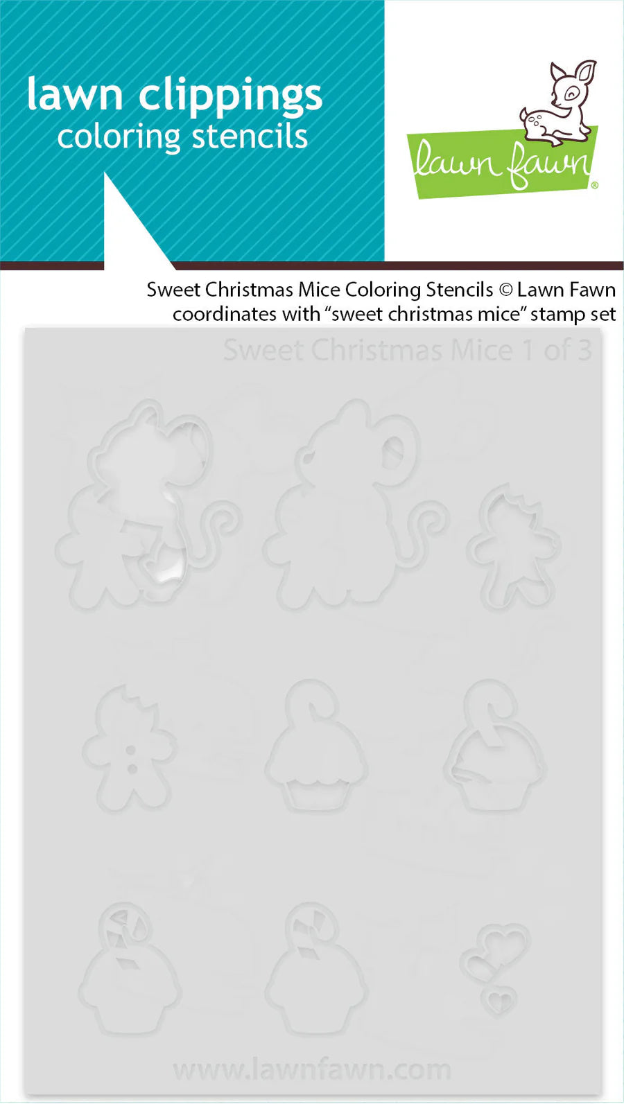 Lawn Fawn LF3925_Sweet Christmas Mice Coloring Stencils