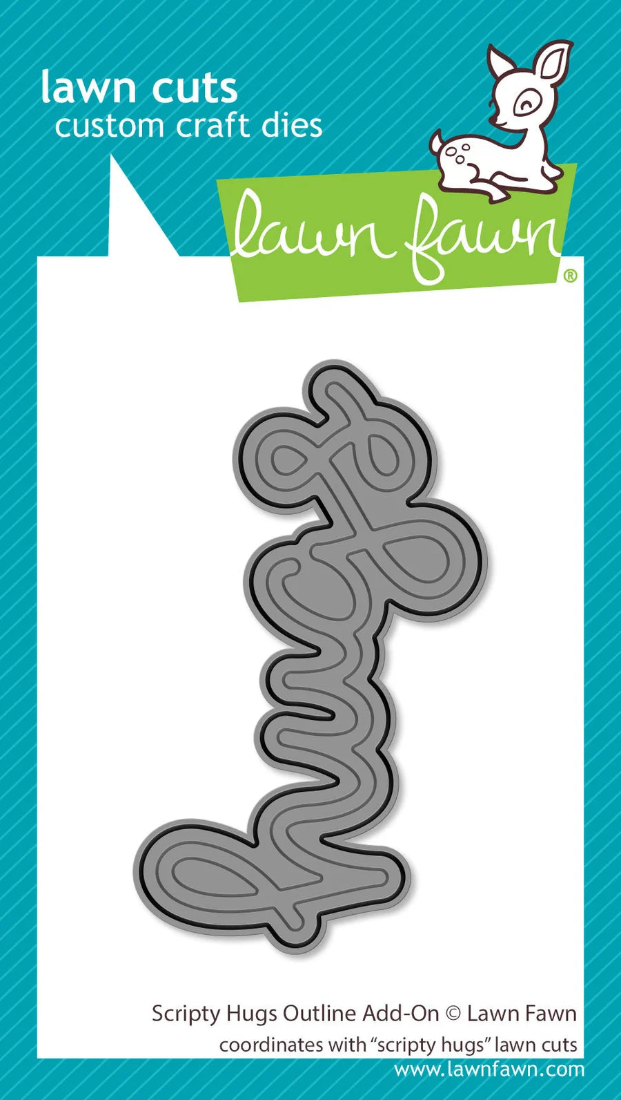 Scripty Hugs Outline Add-On Lawn Cuts Word Die