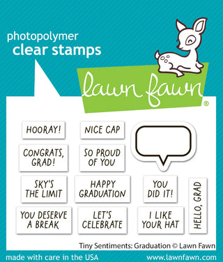 Lawn Fawn Tiny Sentiments Graduation Stamp Set with Speech Bubble