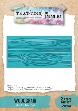 Lou Collins TEXT_ures Woodgrain Craft Die Set