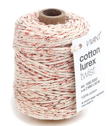 Vivant Lurex Red/Rose Gold Cotton Cord - 54.68 Yards