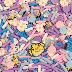 Easter Shaker Sprinkles Mix with Hatching Chicks, Bunnies and Eggs, Purple Mix