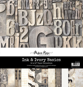 Paper Rose Studio Ink & Ivory Basics 12x12 Paper Collection
