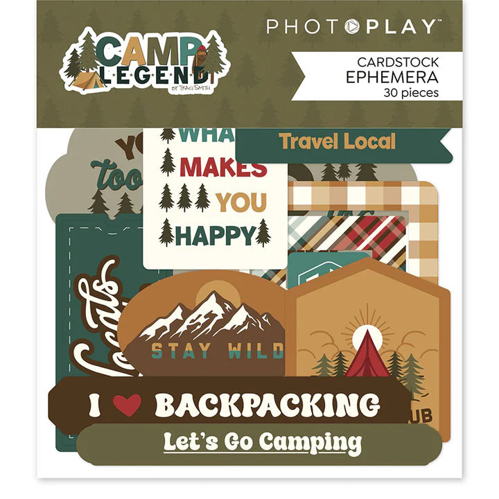 PhotoPlay Camping Legend Ephemera Die Cut Pack for Scrapbooking
