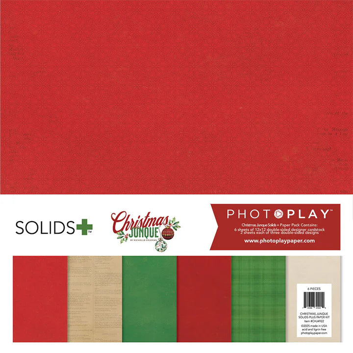 PhotoPlay Christmas Junque Solids+ 12x12 Cardstock Pack