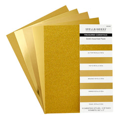 Gold Assortment Treasured Cardstock, 8 1/2 x 11 - 15 pack