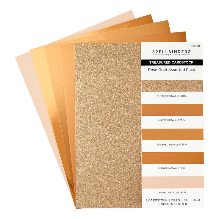 Rose Gold Assortment Treasured Cardstock, 8 1/2 x 11 - 15 pack