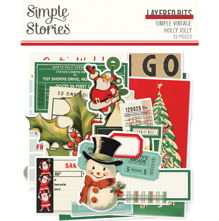 Simple Vintage Holly Jolly Layered Bits