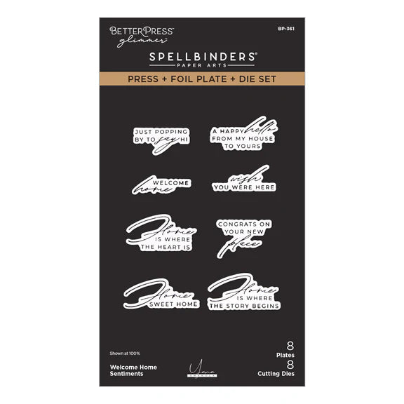 Welcome Home Sentiments Press & Foile Plate & Die Set