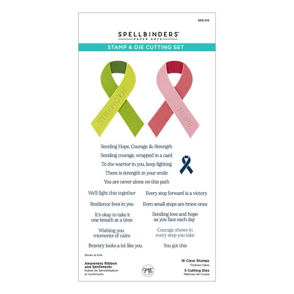 Awareness Ribbon and Sentiments Stamp and Die Set