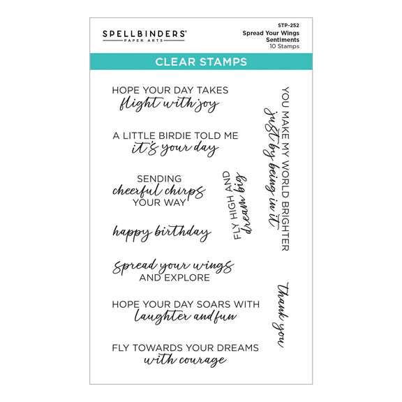 Spellbinders STP-252 Cheerful Chirps Spread Your Wings Sentiments Stamp Set