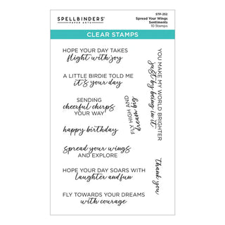 Spellbinders STP-252 Cheerful Chirps Spread Your Wings Sentiments Stamp Set