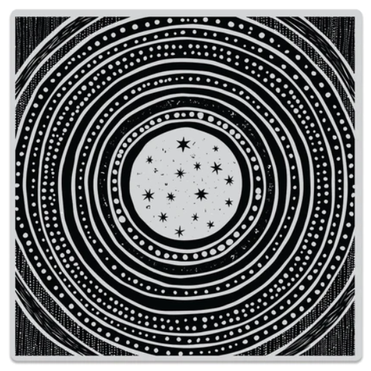 Starry Moon Bold Prints Red Rubber Stamp
