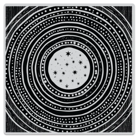 Starry Moon Bold Prints Red Rubber Stamp