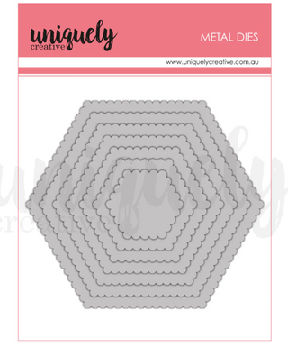 Uniquely Creative Set of 7 Scalloped Nesting Hexagon Dies
