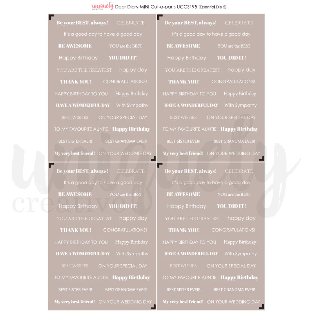 Uniquely Creative UCCS195 Dear Diary Mini Cut-a-Part Sheet