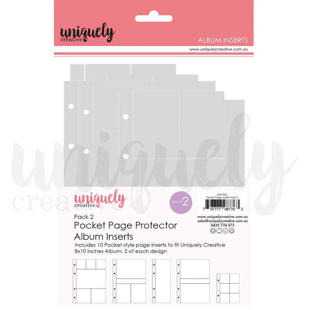 Uniquely Creative Pack 2 Pocket Page Protector Album Inserts for 8x10 Album