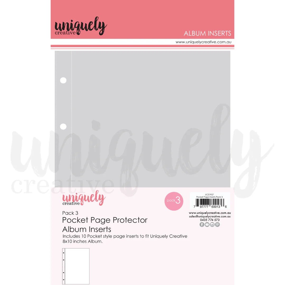 Uniquely Creative Pack 3 Pocket Page Protector Album Inserts for 8x10 Album