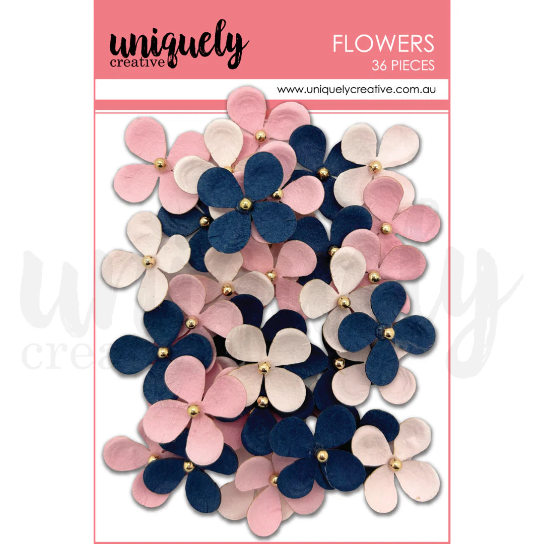 Uniquely Creative UCE2113 Blue Blush Flowers Embellishments for Card Making