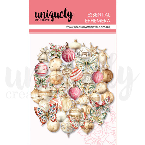 Home for Christmas Baubles & Butterflies Ephemera Die Cut Pieces