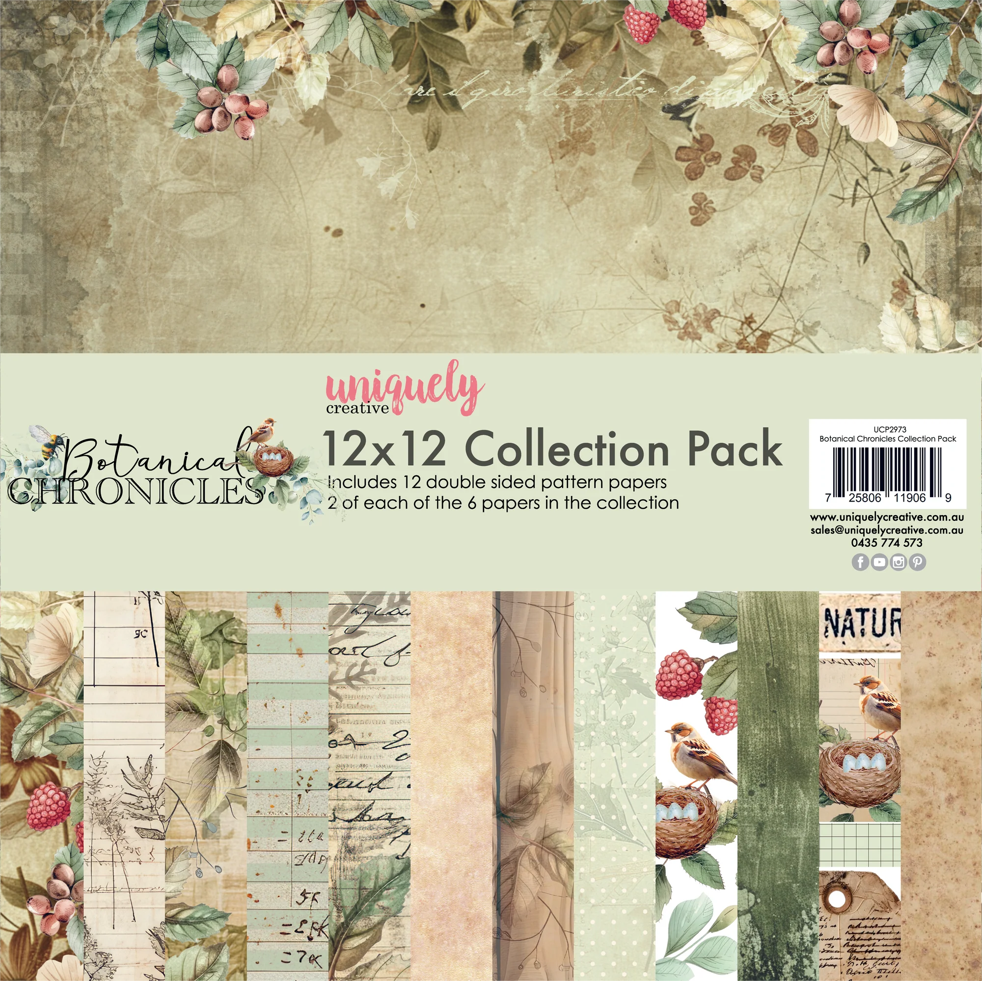 Uniquely Creative UCP2973 Botanical Chronicles 12x12 Collection Pack