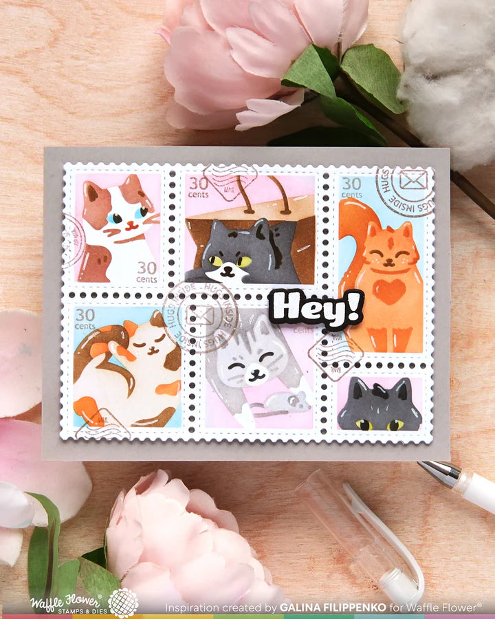 Postage Collage Meow Stencil