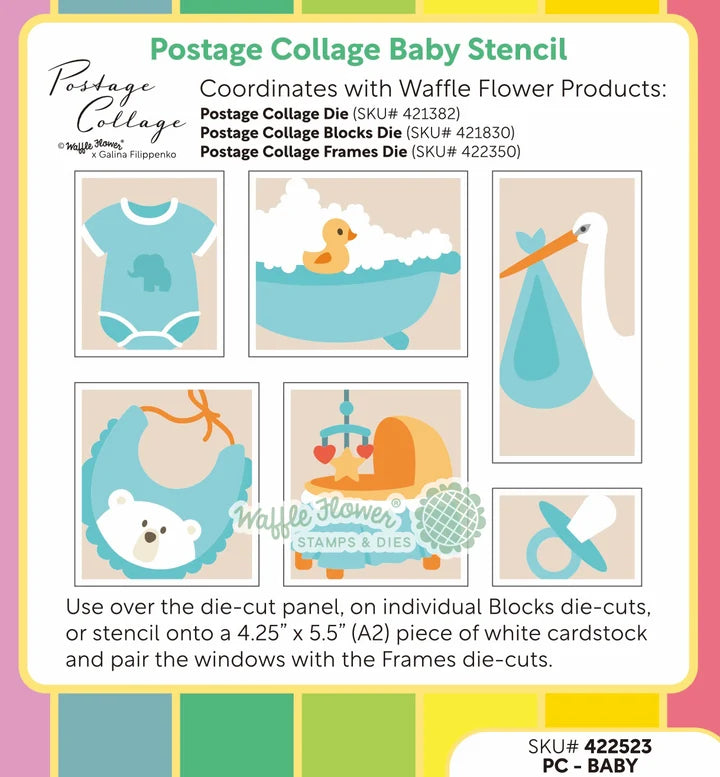 Postage Collage Baby Stencil