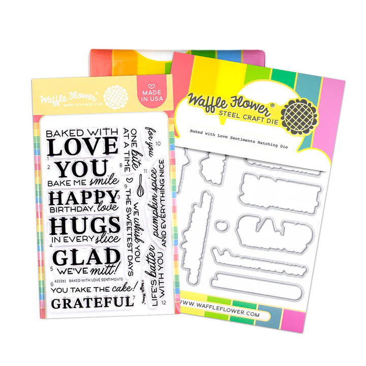 Baked with Love Sentiments Stamp and Die Combo