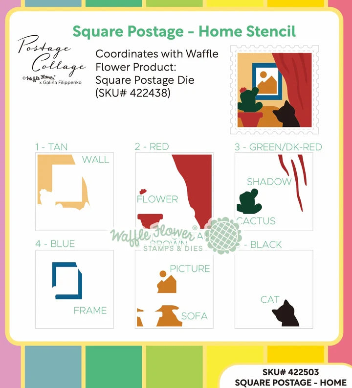 Square Postage Home Stencil