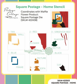 Waffle Flower Square Postage Home Stencil