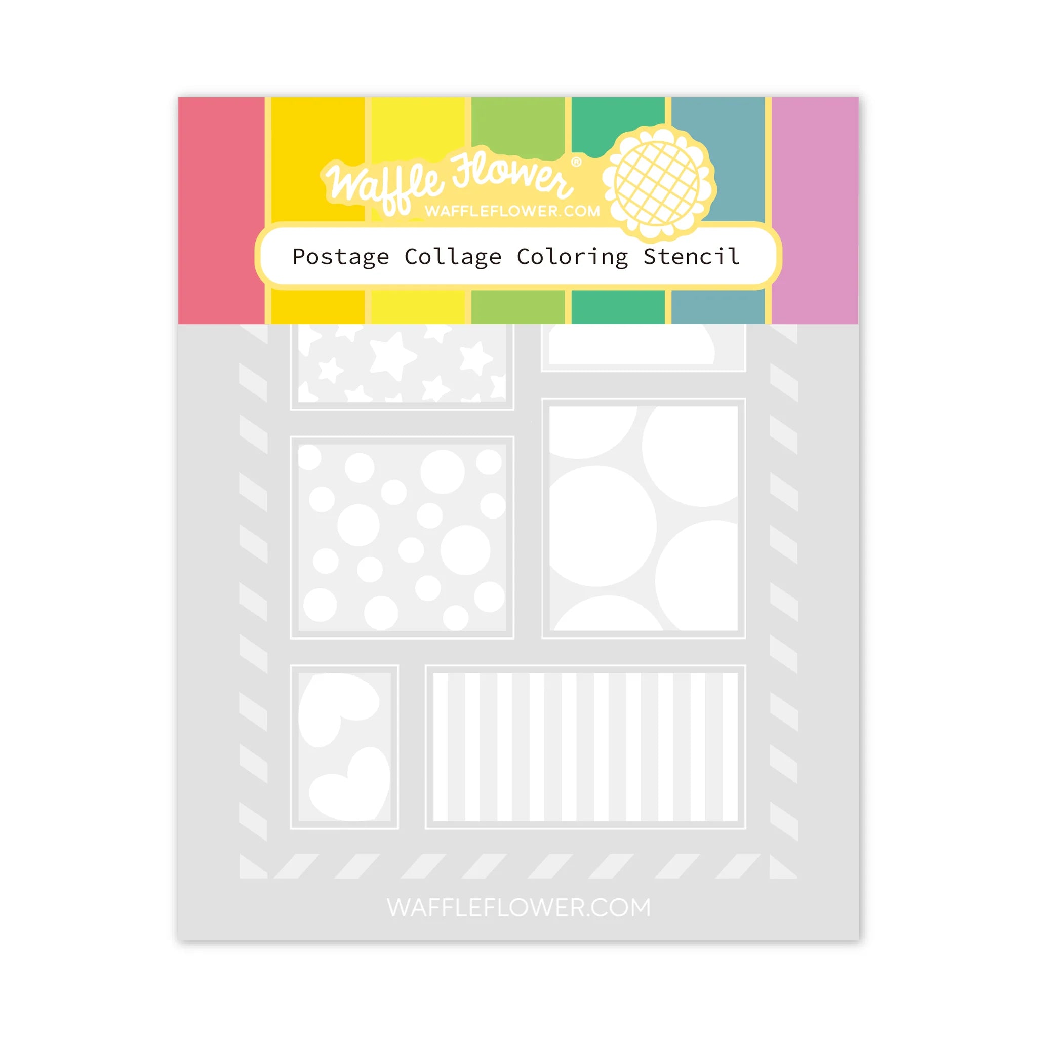 Waffle Flower Postage Collage Coloring Stencil