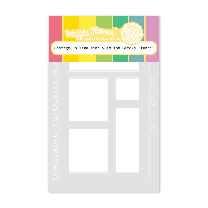 Waffle Flower 421589 Postage Collage Mini Slimline Blocks Stencil