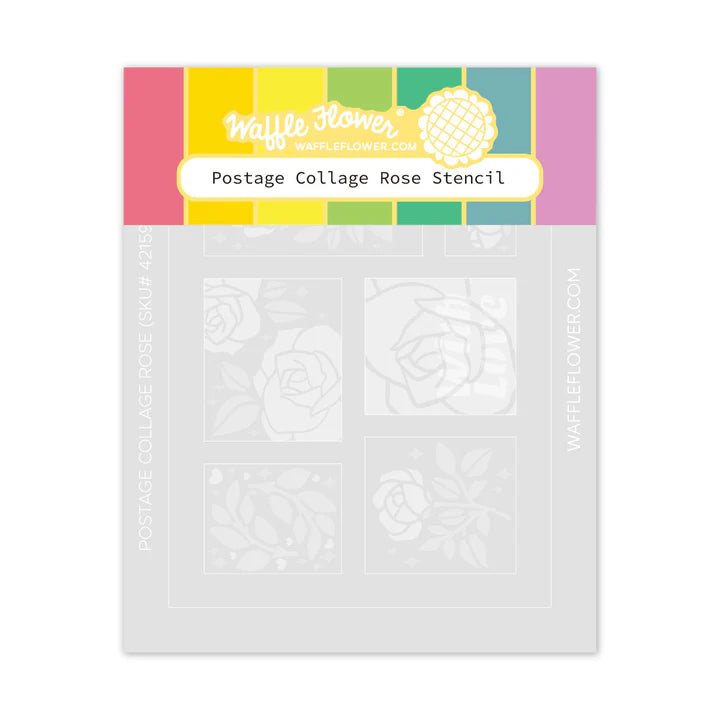 Waffle Flower Postage Collage Rose Stencil for Card Making