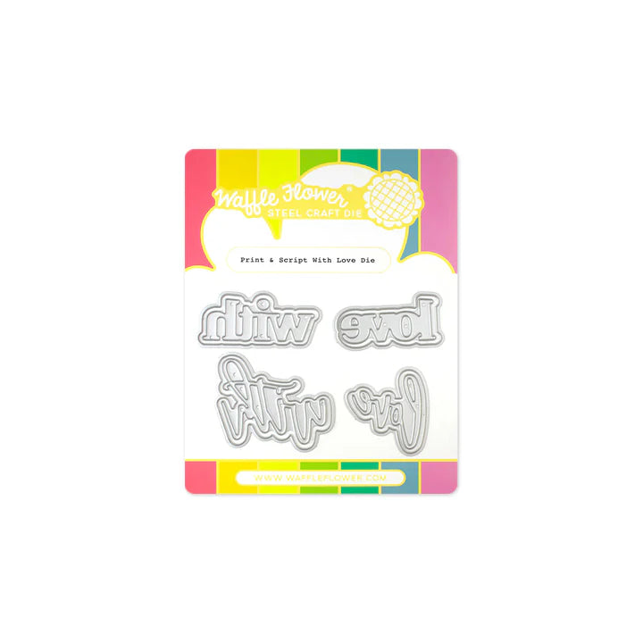 Waffle Flower With Love Print and Script Die Set for Card Making and Scrapbooking