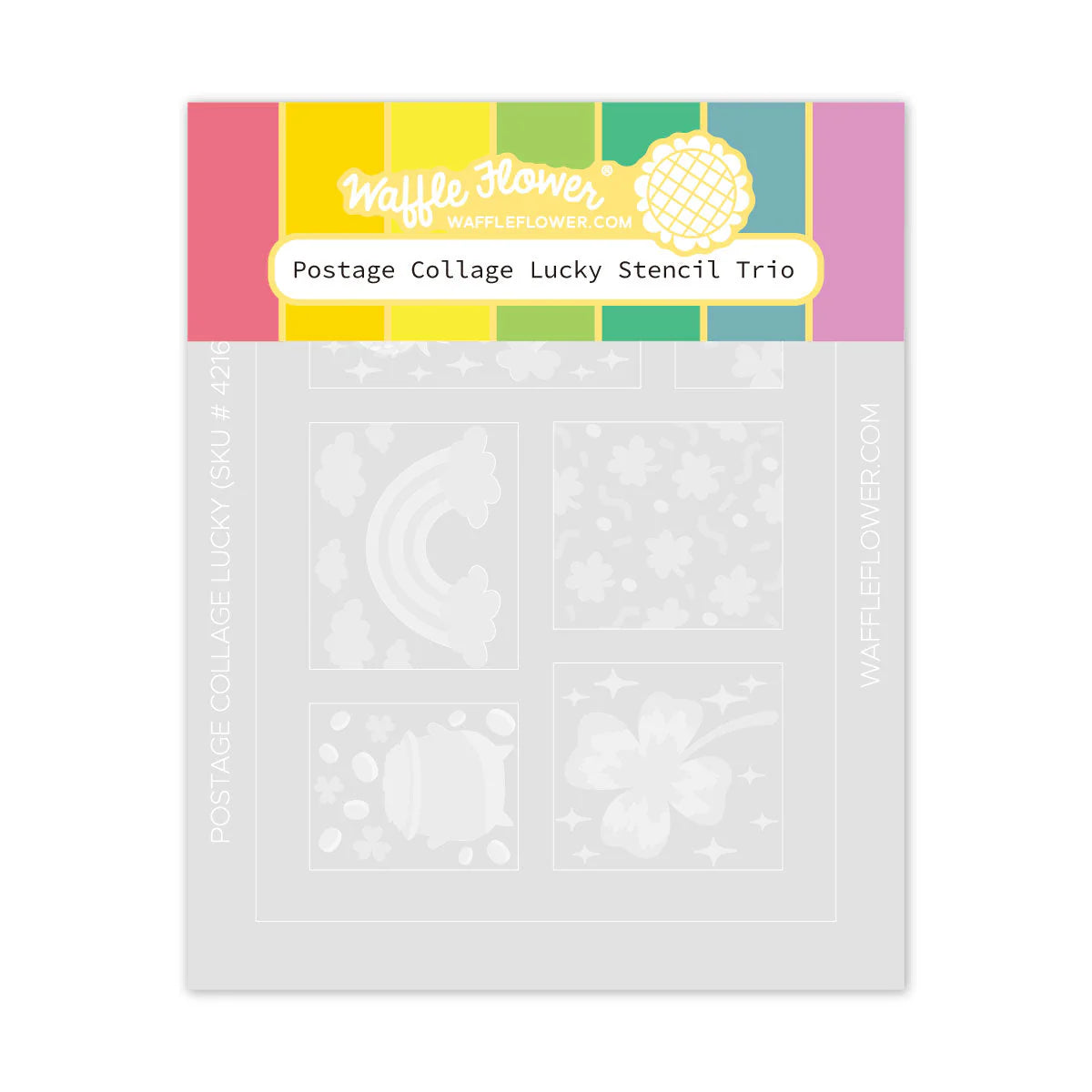 Waffle Flower Postage Collage Lucky Stencil for Card Making