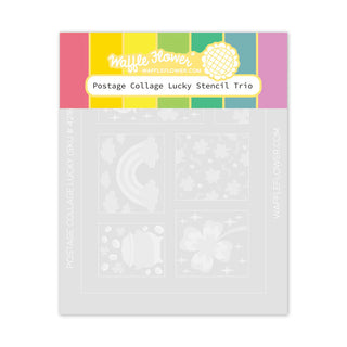 Waffle Flower Postage Collage Lucky Stencil for Card Making