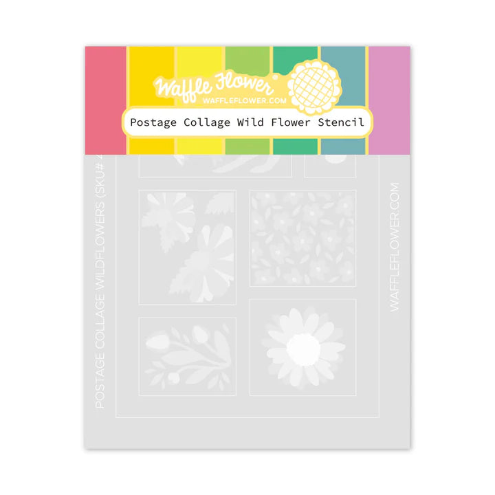 Waffle Flower Postage Collage Wild Flower Stencil