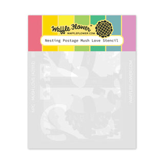 Waffle Flower 421913 Nesting Postage Mush Love Stencil