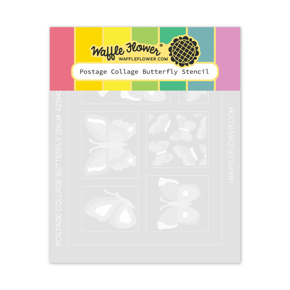 Waffle Flower 421942 Postage Collage Butterfly Stencil for Card Making