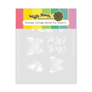 Waffle Flower 421942 Postage Collage Butterfly Stencil for Card Making