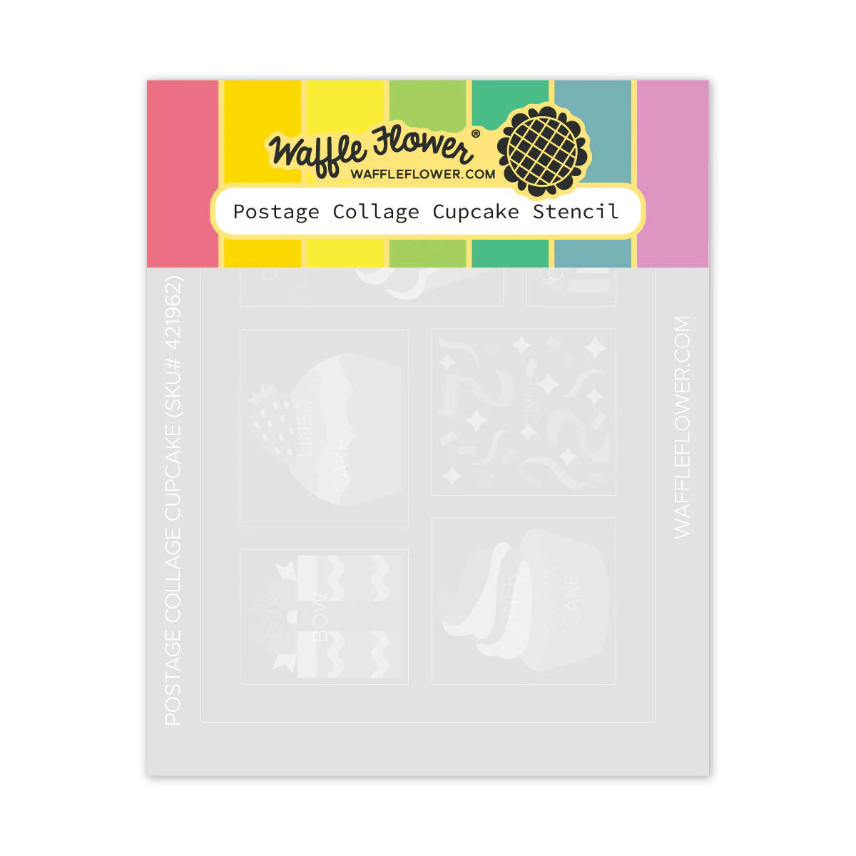 Waffle Flower 421962 Postage Collage Cupcake Stencil for Card Making