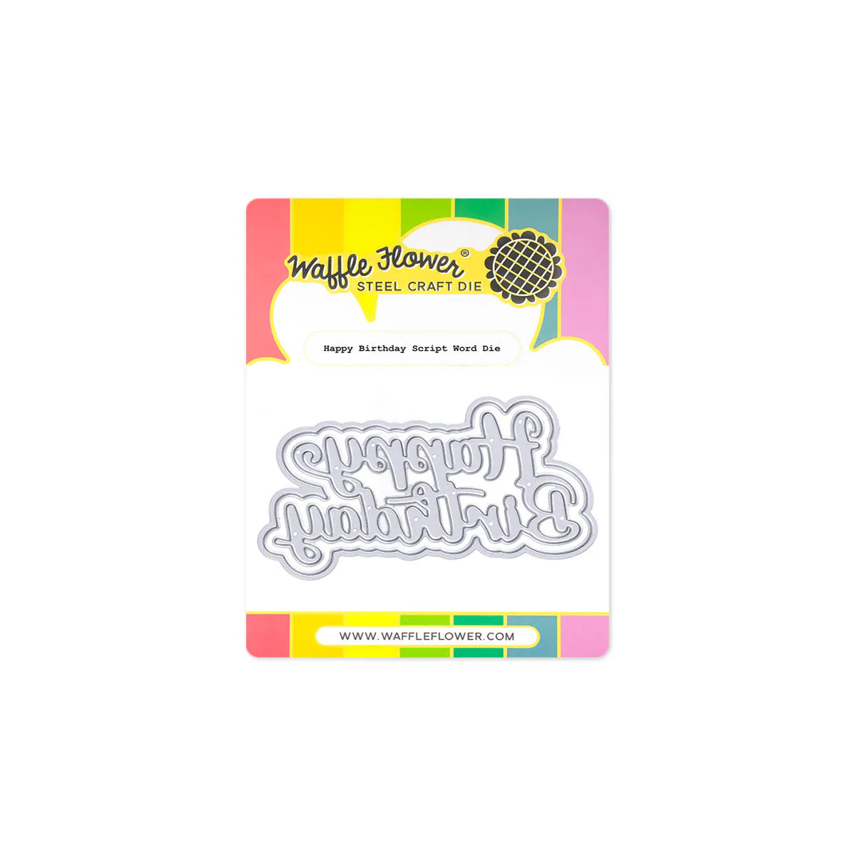 Waffle Flower 421970 Happy Birthday Script Word Die for Card Making and Scrapbooking