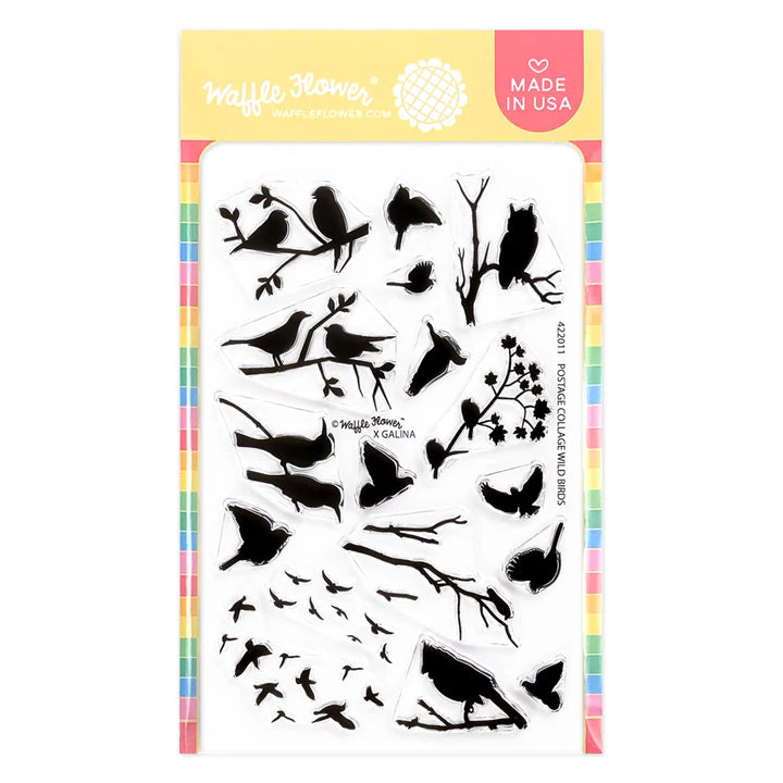 Waffle Flower 422011 Postage Collage Wild Birds Stamp Set