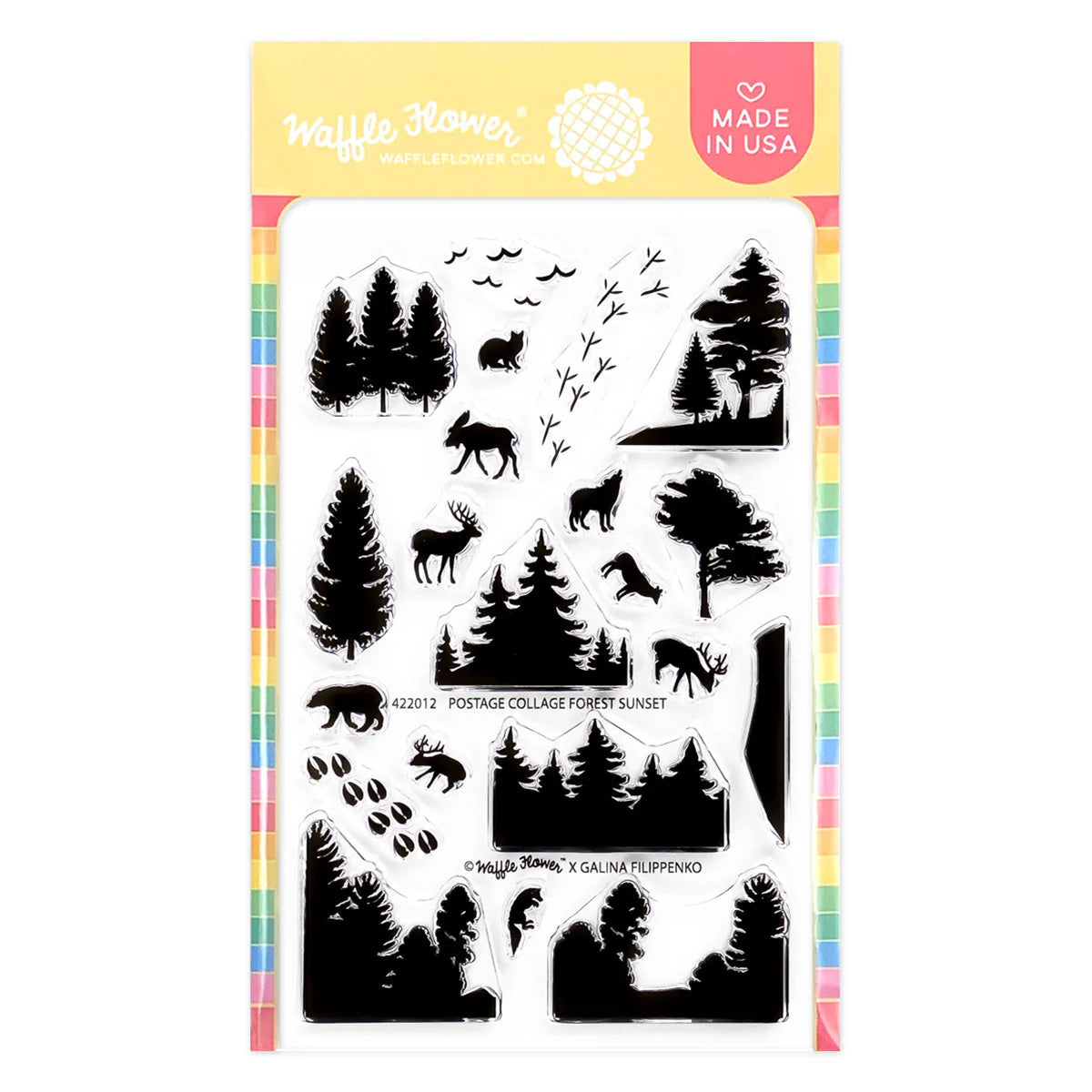 Waffle Flower Postage Collage Forest Sunset Stamp Set