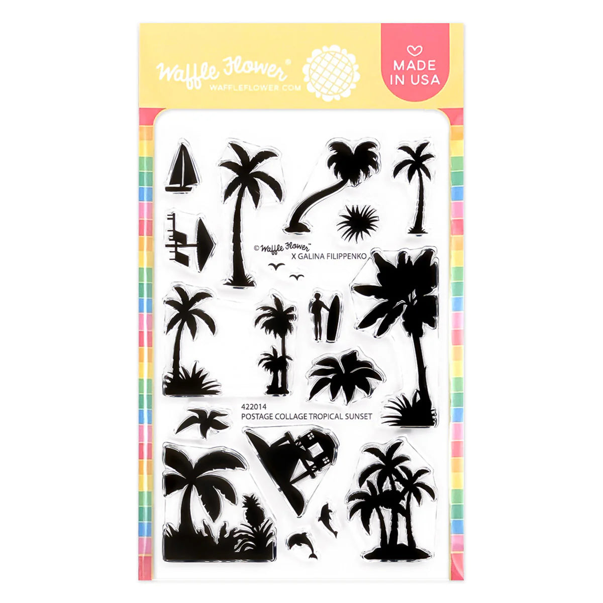 Waffle Flower 422014 Postage Collage Tropical Sunset Stamp Set for Card Making