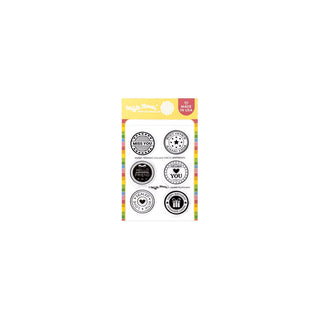 Waffle Flower 422067 Postage Collage Circle Sentiments Stamp Set for Card Making