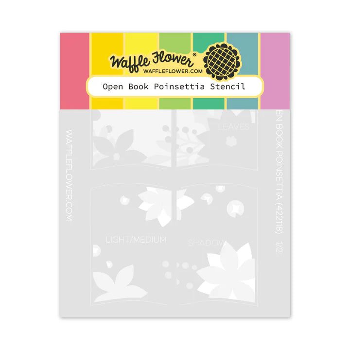 Waffle Flower 422118 Open Book Poinsettia Stencil