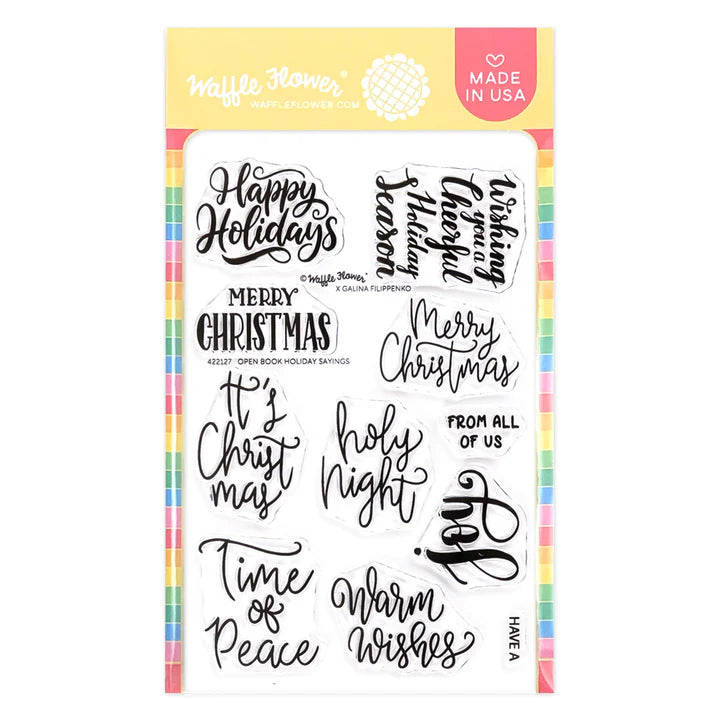 Waffle Flower 422127 Open Book Holiday Sayings Stamp Set